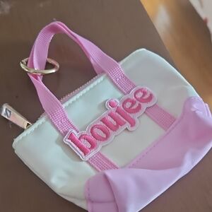 White and Pink Mini Tote Bag